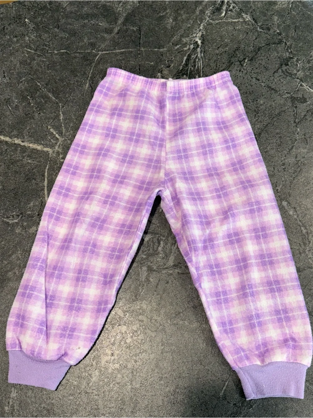Vintage Barney pajama set girls 3T Bedtime pjs 90s purple plaid